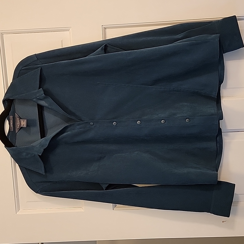 Van Heusen XL Teal green Ultra Suede long sleeve blouse.